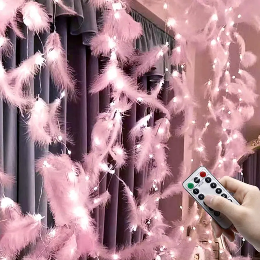 

300LED Feather Light String Lamp Strip With Remote Control For Home Bedroom Indoor Decoration