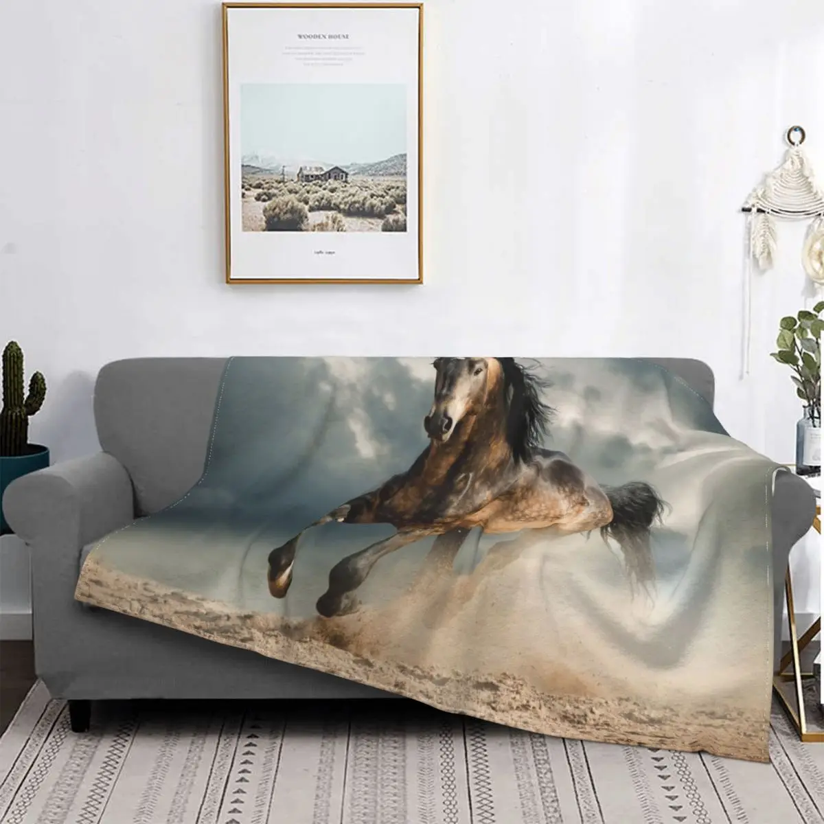 

Wild Horse Animal Blankets Coral Fleece Plush Autumn/Winter Galloping Horses Lovers Soft Throw Blanket for Sofa Car Bedspread