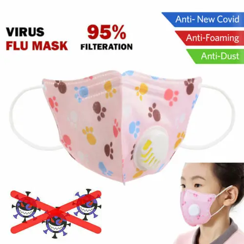 

KN95 Kids Face Mask with Valve Anti Dust Filtered Respirator Mouse+Nose Cover Children Cartoon Face Mask Mouth Protect PM2.5 1pc