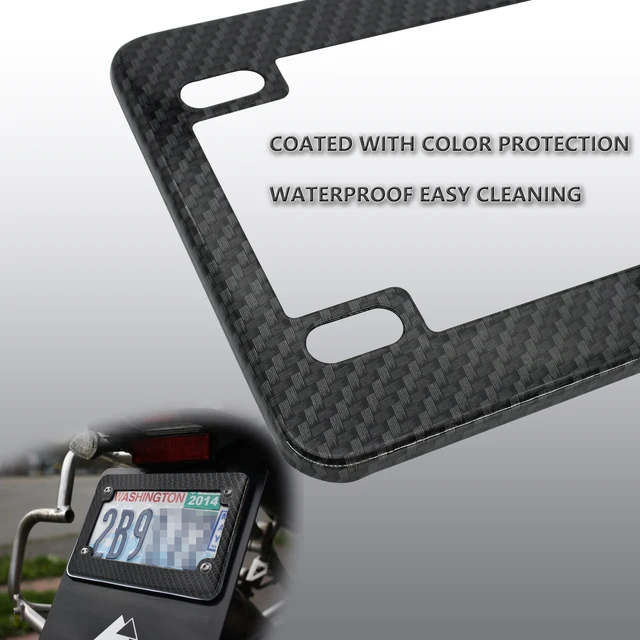 Carbon Fiber Motorcycle License Plate Frame - Thin Edge, Lightweight Aluminum, Universal Fit For Harley & More
