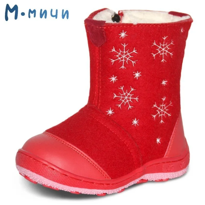 MMNUN Wool Sheepskin Felt Shoes Winter Children Girl Boots Kids Snow Children's size 27-32 ML979 |