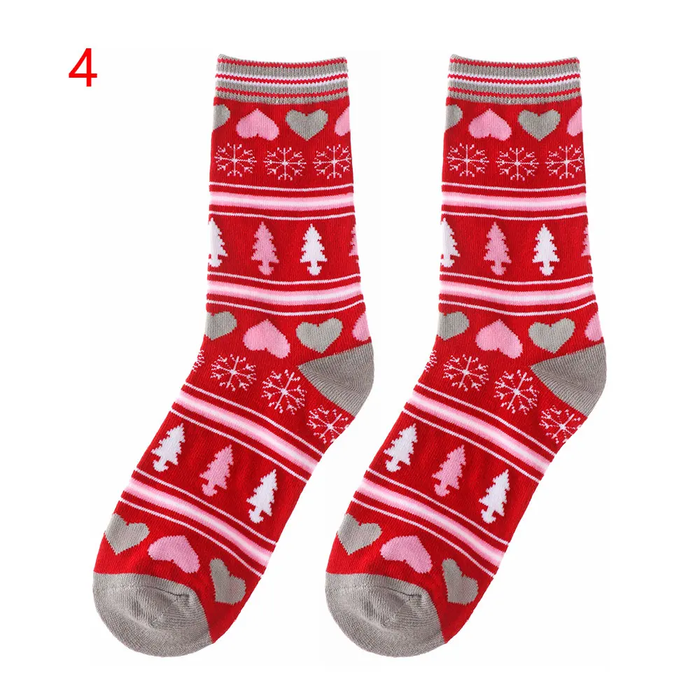 Осенне-зимние женские рождественские носки милые толстые носки с героями мультфильмов длинные хлопковые носки новогодний Санта Клаус Рождественский подарок с изображением снежного лося - Цвет: 4