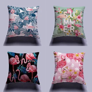 

Monstera Flamingo Pillow Case Cushion Cover Cotton Linen Home Decor Pillowcase Decorative Pillows For Sofa Christmas Pillow Case