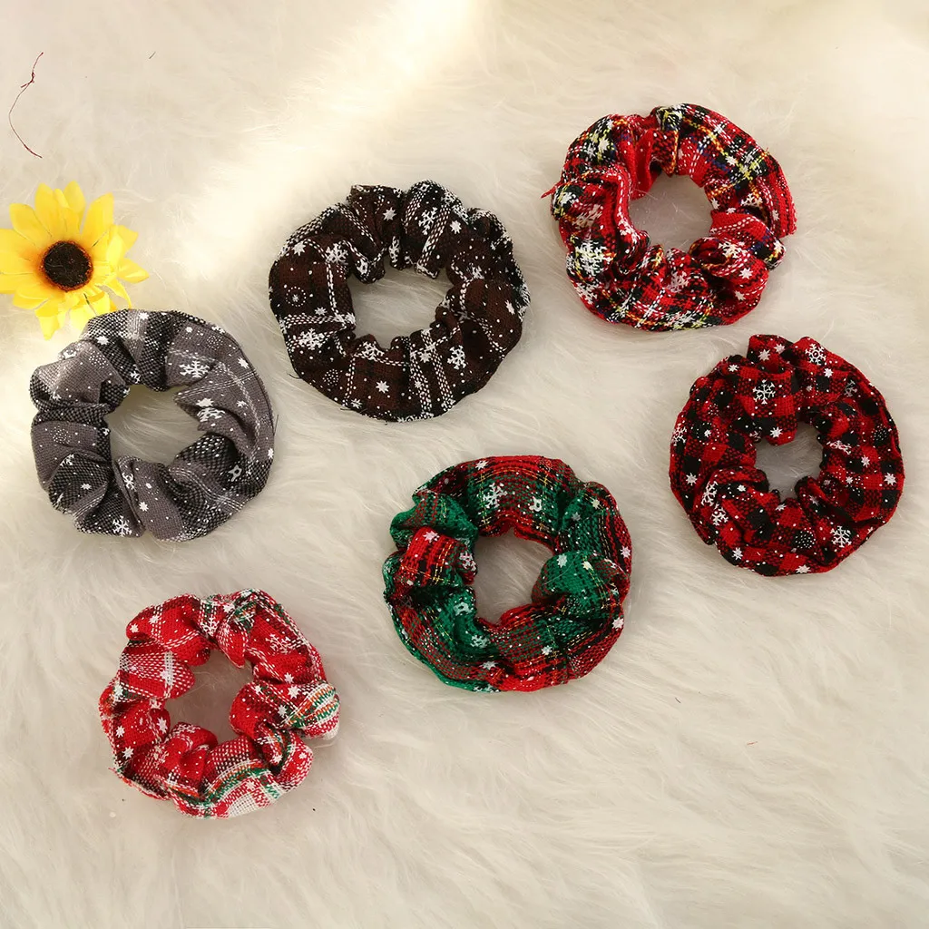 3 шт., женские эластичные резинки для волос для рождественской вечеринки, клетчатые резинки для волос, кашемировые резинки для волос, резинки, резинки для волос, аксессуары для волос