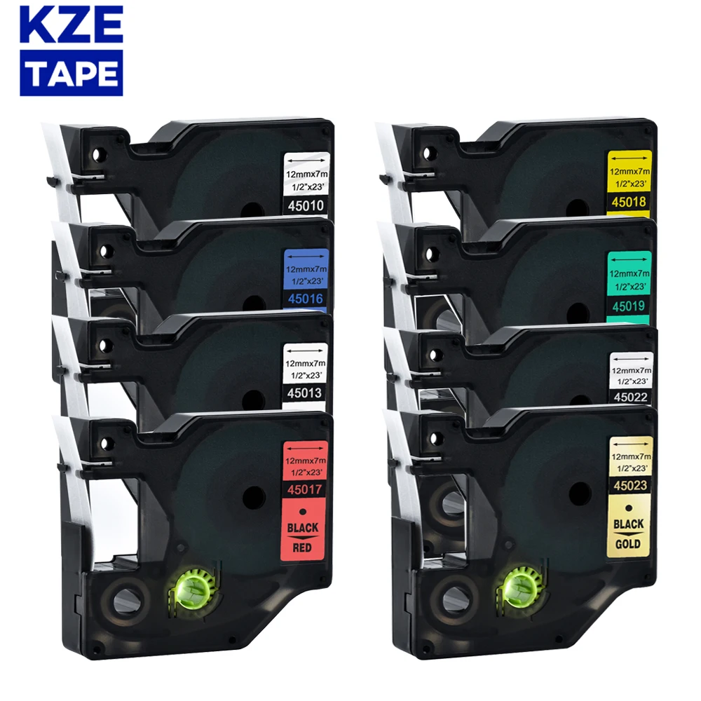 

Лента для этикеток KZE 45013 45017, черно-белая, диаметром 12 мм, стандартная D1 лента для Dymo Label manager LM 160 280 maker