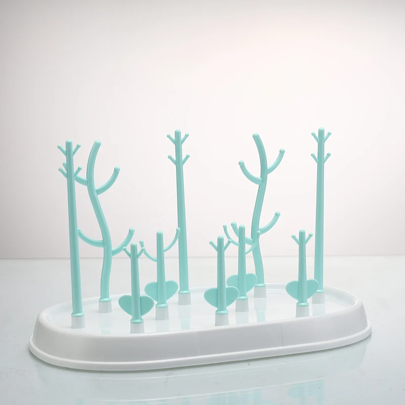 Baby Milk Bottles Newborn Drying Rack Cleaning Drainer Dust Cover Infant Shelf tree Baby Milk Bottle Nipple Storage YHZ012