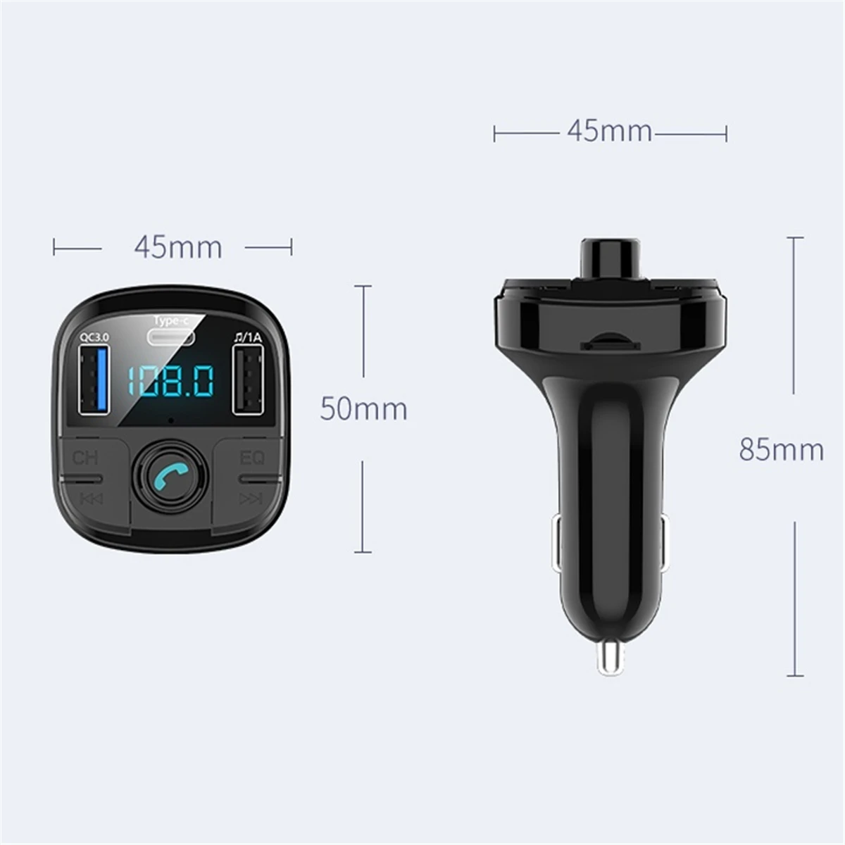 New bluetooth Car Kit Wireless FM Transmitter Handsfree Music Playing Type-C Charging Port Support TF Card / U Disk hands free