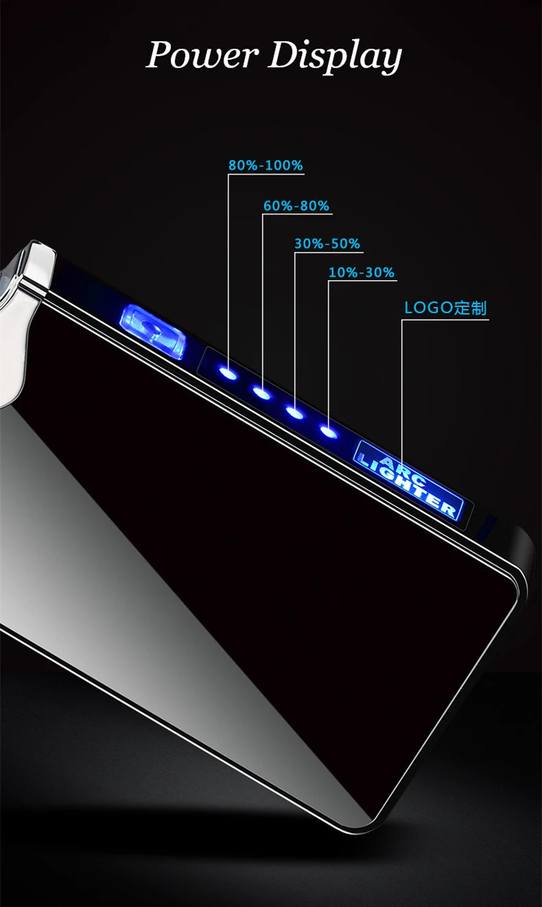 Двойной Arc USB Зажигалка Мощный светодиодный дисплей перезаряжаемый электронный usb-зажигалка сигаретная плазма палсе импульсная электронная зажигалка