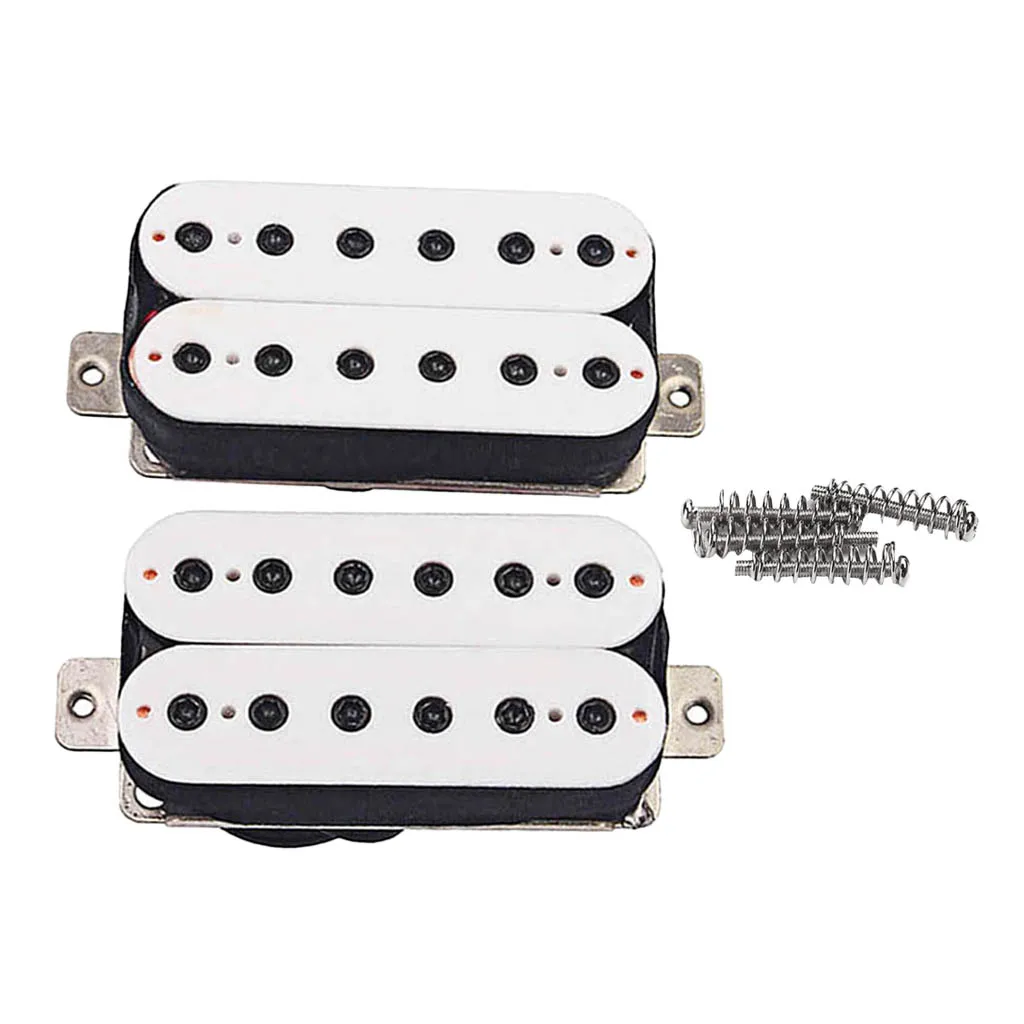 2 Pieces Electric Guitar Double Coil Humbucker Pickup with Screws Springs White