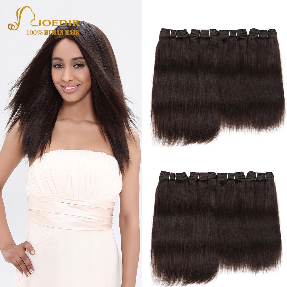 Joedir pré-colorido cabelo reto brasileiro 4 pçs um pacote 190 grama de cabelo humano yaki brasileiro feixes tecer cor 2 # não remy