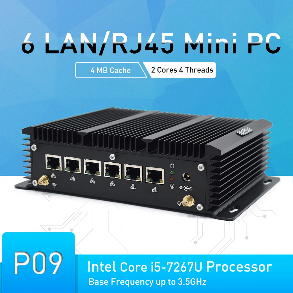 Hystou Мини ПК Celeron 3865U Core i5 7267U 6 LAN промышленный крошечный Windows 10 Pro Linux со слотом для sd