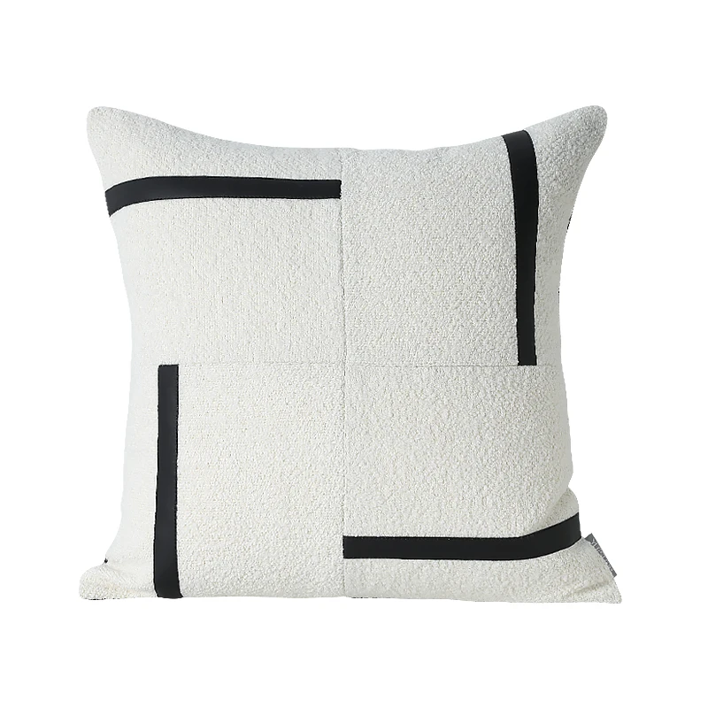 Enyo - Luxe Bouclé and Imitation Leather Cushion 5