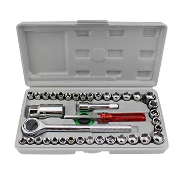

40Pcs/Set Motorcycle Car Accessories Auto Moto Repair Tools Socket Sleeve Ratchet Wrench Puller Arbor Toolbox Car Repair Tools