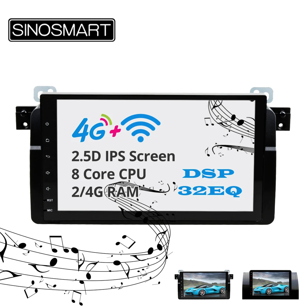 Best Sinosmart Android 8.1 2Din IPS 2.5D/QLED screen car gps multimedia radio navigation player for BMW X5(E53) E46 E39 2000-2006 0