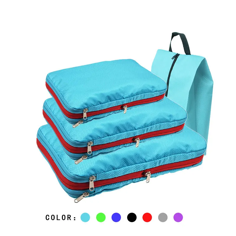 

Men's Women Compression Packing Cubes Travel Luggage Organizer Waterproof Nylon Large Capacity Foldable Travel Bag Set