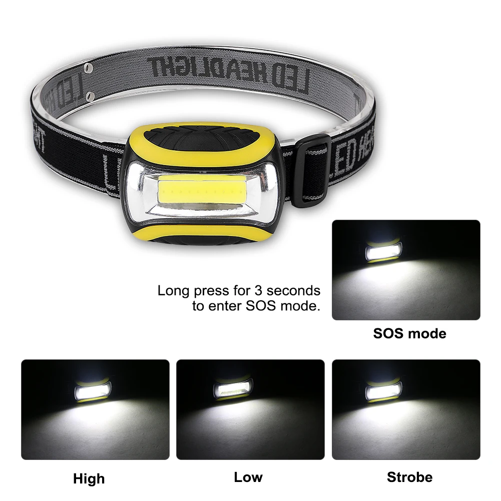 Налобный фонарь со светодиодными лампами COB и 4 режимами работы|headlights headlight|waterproof