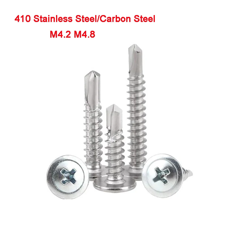 

20Pcs/ lot GB/T 410 Stainless Steel/Carbon Steel Phillips Round Head Truss Head Self Tapping Washer Self Drilling Screw M4.2M4.8