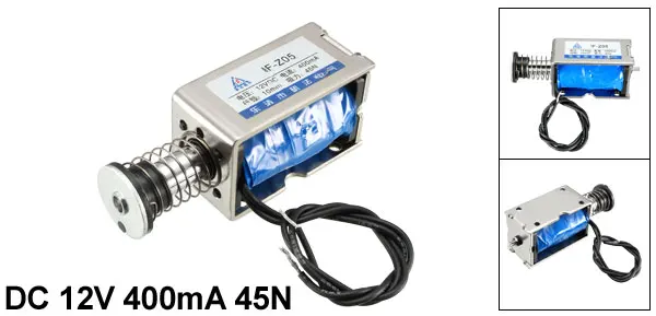 DC12V 45N 10mm Uxcell JF-0730B DC 12 В 300mA 5N 10 мм нажимной тип открытой рамки линейного движения Электромагнит - Цвет: DC12V 45N 10mm