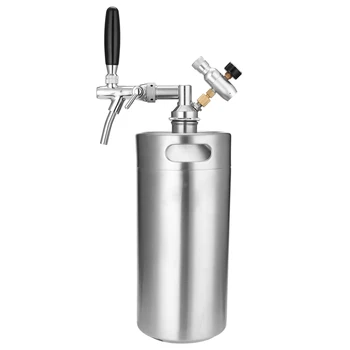 

Newest Stainless Steel 3.5L 5L Mini Keg Growler Mini Tap Dispenser with Adjustable Beer Tap Faucet Co2 Injector Premium