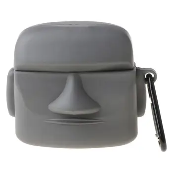 

OOTDTY Stone Statue Protective Cover Silicone Case Shell with Carabiner for Huawei Freebuds 3