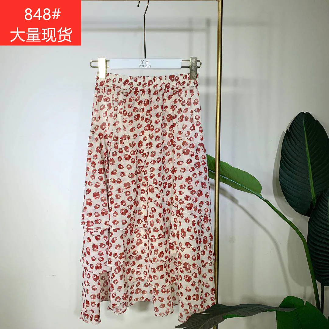 

2019 New Style Hipster Summer Day Small Floral Skirt Versatile of Chiffon Skirt