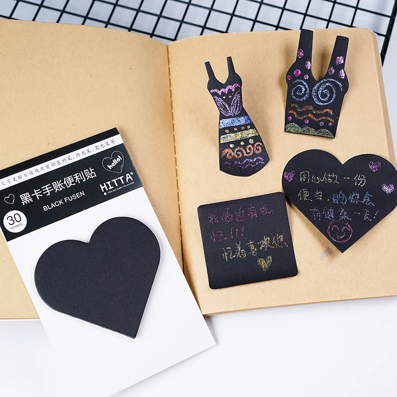 Черные Липкие заметки для записей с хайлайтером блокноты планировщик наклейки