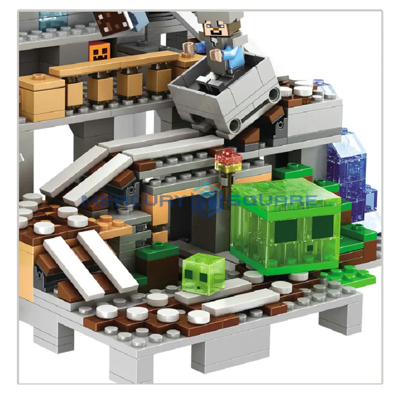 Mountain Cave Mine Highly Detailed Building Block With Dragons & Action Figures Compatible 21137 My World Brick Set Gifts Toys