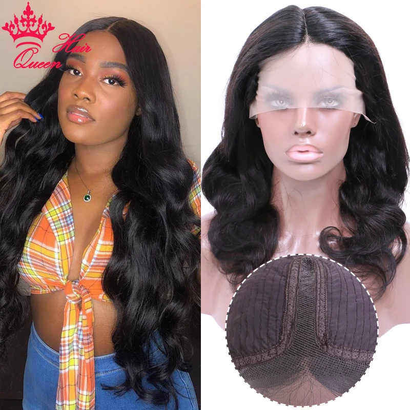 Queen Hair Official Store T Part Lace Front Human Hair Wigs For Black Women 12-26Inch Brazilian Body Wave Virgin Human Hair Wig