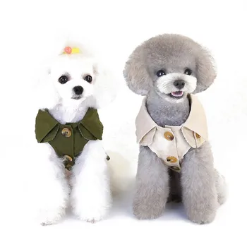 

Pet Cat Dog Autumn Winter Windbreaker Button Design Easy to Wear Take off Soft Comfortable Durable Pet Clothes