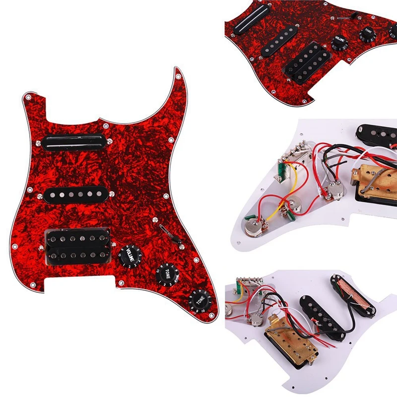 Гитара Pickguard 3-Ply SSH загружен Prewired Humbucker Pickguard набор звукоснимателей для Fender Strat ST электрогитара Red Pearl