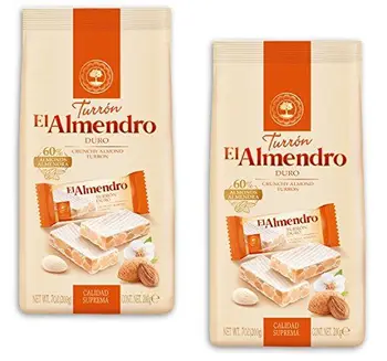 

El Almendro - Pack comprend 2 Porciones Turron Duro - Portions Nougat dur 200gr Qualité suprême