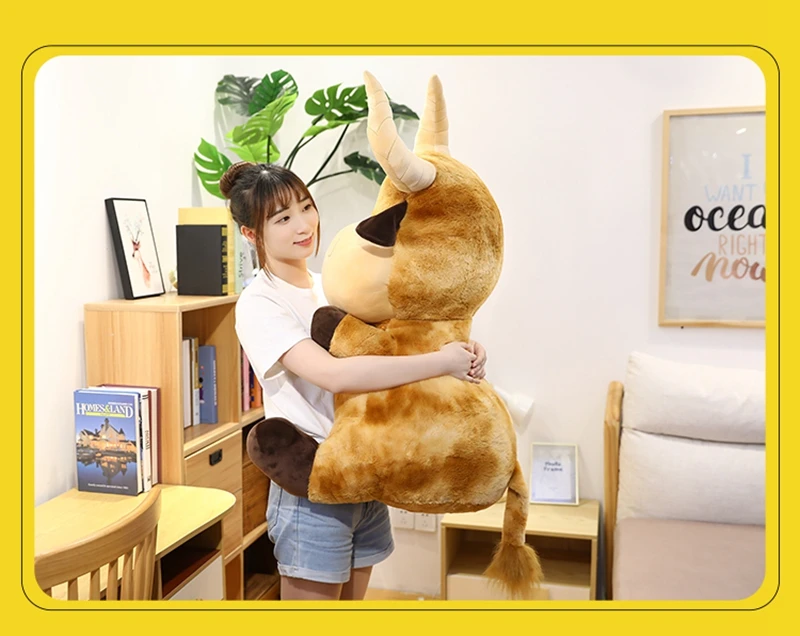 new giant animal bull plush toy cute cartoon cow doll zodiac cow for children gift decoration 39inch 100cm DY50873 (10)