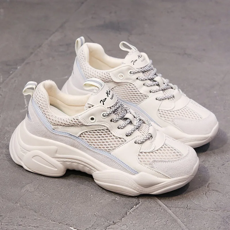 

2020 fashion new ladies casual sneakers mesh breathable comfortable wild lace up non-slip platform walking sports shoes 11B-20