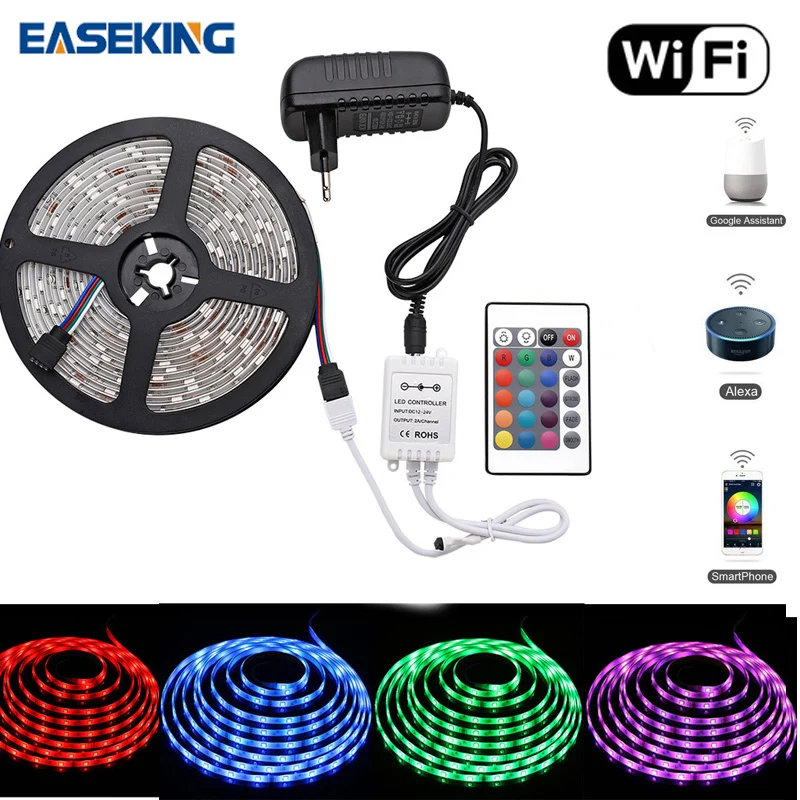 

Smart LED Strip Lights Works with Alexa APP Control Waterproof 16.4ft RGB LED Light Strip WiFi Sync with Music