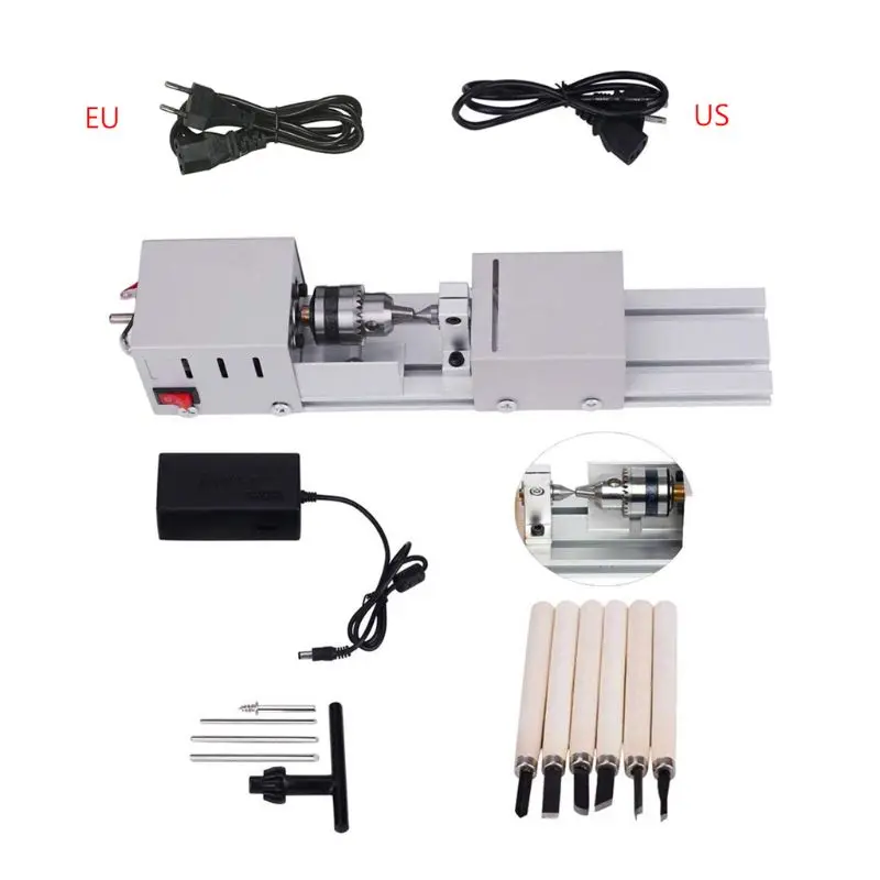 DC12-24V, 100 Вт, мини токарный станок, бисер, станок по дереву, сделай сам, токарный станок, стандартный набор с силовым резцом для резьбы по дереву, токарный станок