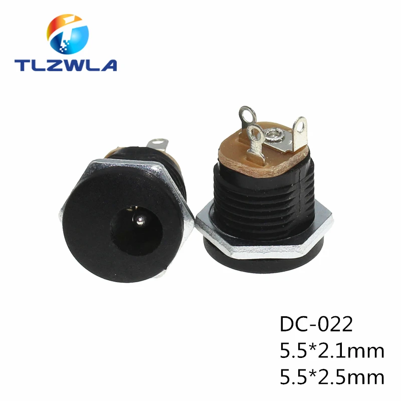 10PCS DC 022 5 5x2 1MM DC Power Socket 3Pins 5 5 2 5mm Screw The Nut DC Connector 5 5 2 1 Round 