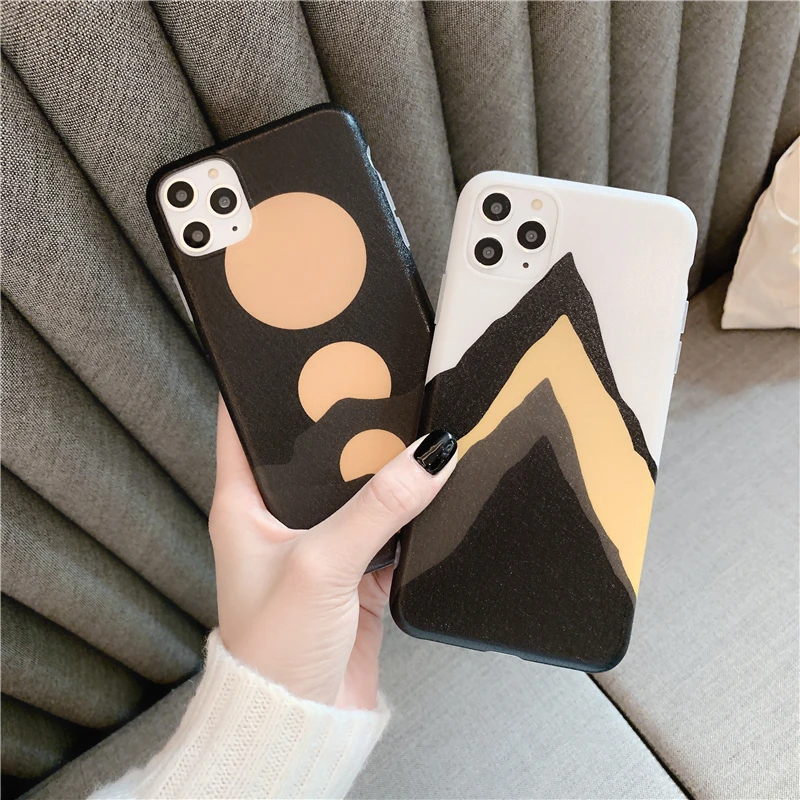Fashion Silk print Sunset sun rise Mountain Phone Case For iphone 7 6 8 Plus X 11 11Pro Max Retro Soft IMD Cover Coupels Cases | Мобильные