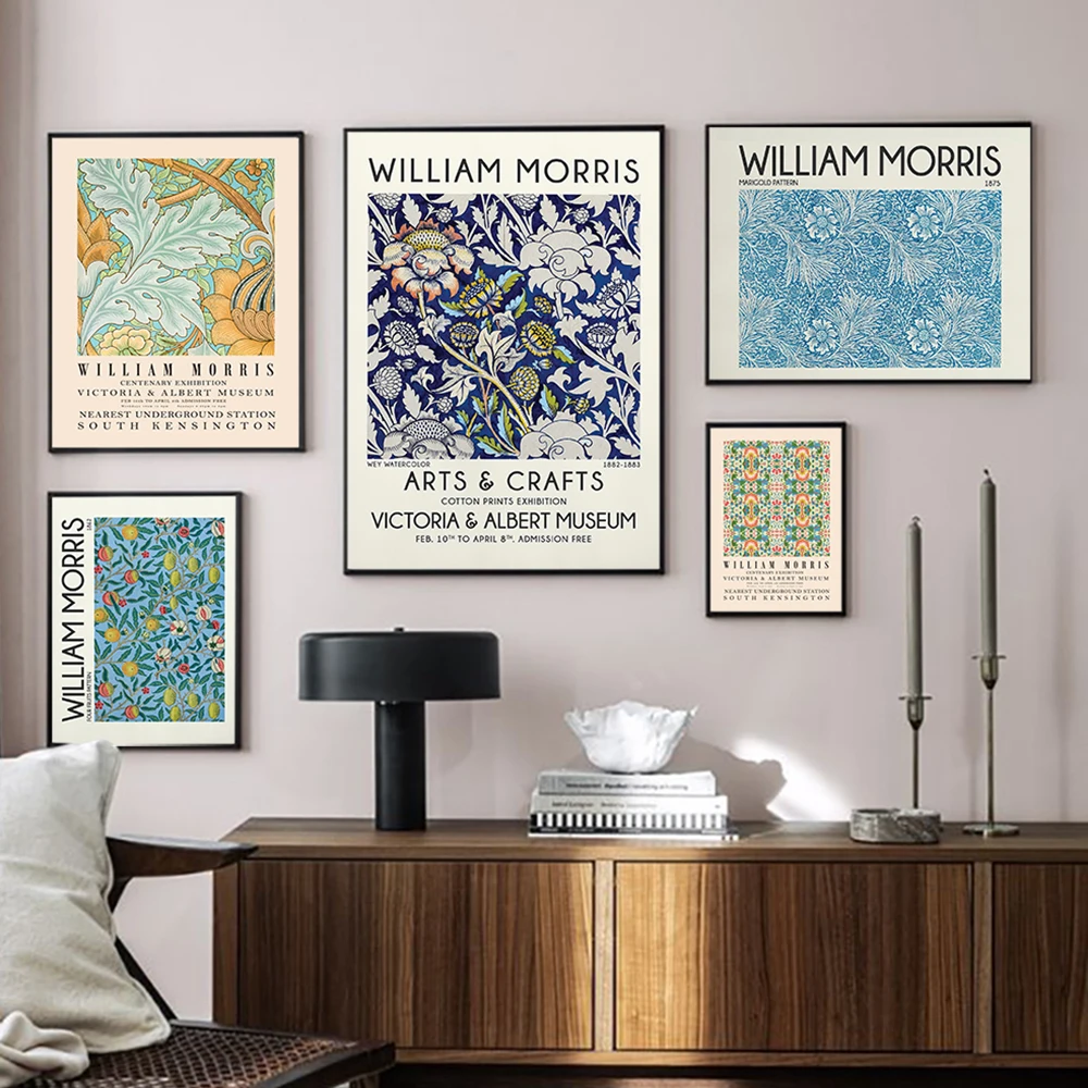 

Abstract William Morris Floral Leaf Art Canvas Painting Vintage Exhibition Posters And Prints Wall Picture For Living Room Decor