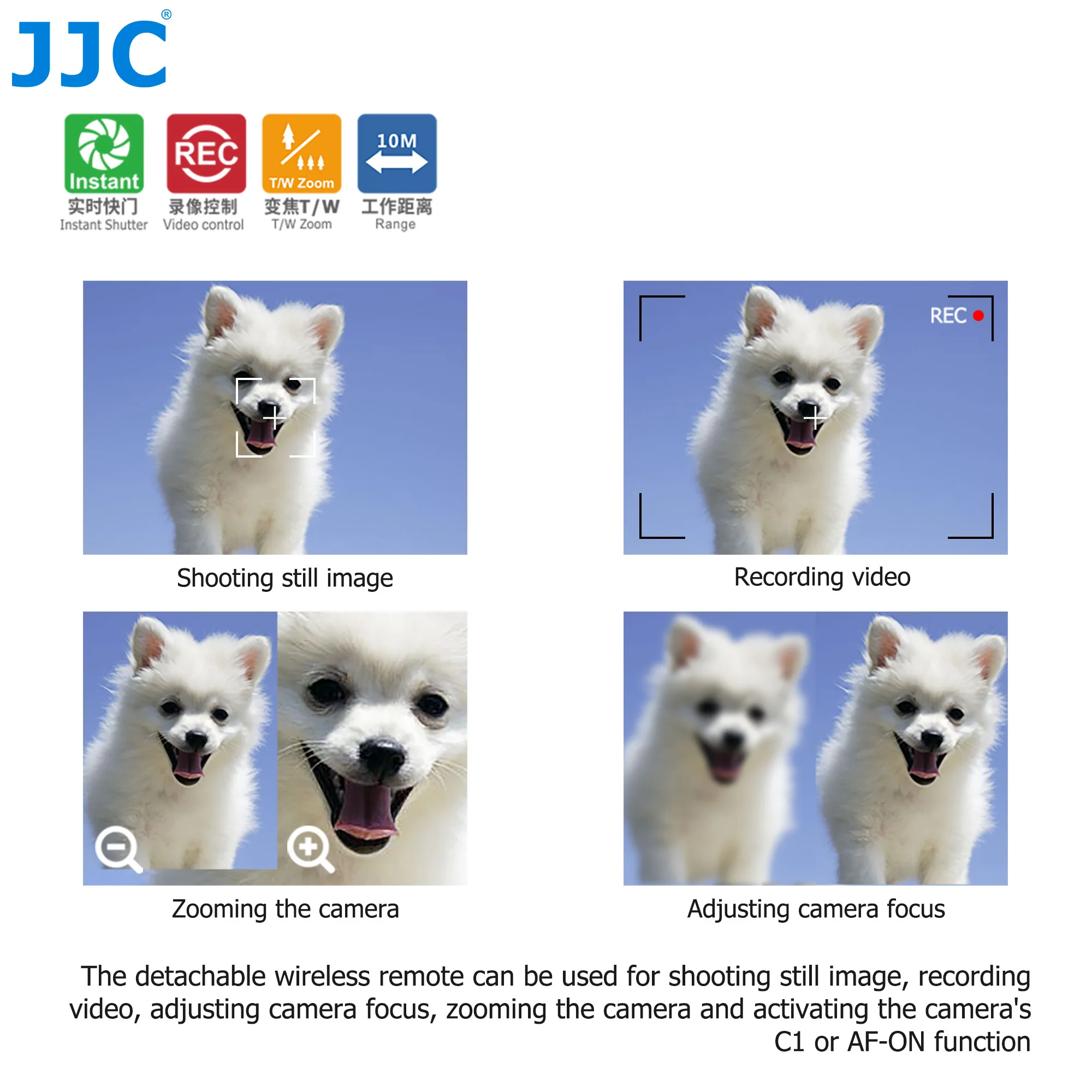 JJC Wireless Remote Control Controller Grip Tripod for Sony a9 II a9II a9 DSC-RX0 II DSC-RX100 VII Replaces GP-VPT2BT RMT-P1BT