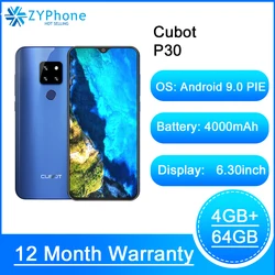 Чехол для Cubot P30 смартфон 6,3 дюймв виде капли воды, Экран 2340x1080p 4GB 64GB Android 9,0 пирог Helio P23 AI задние тройные камеры Face ID 4000 мАч