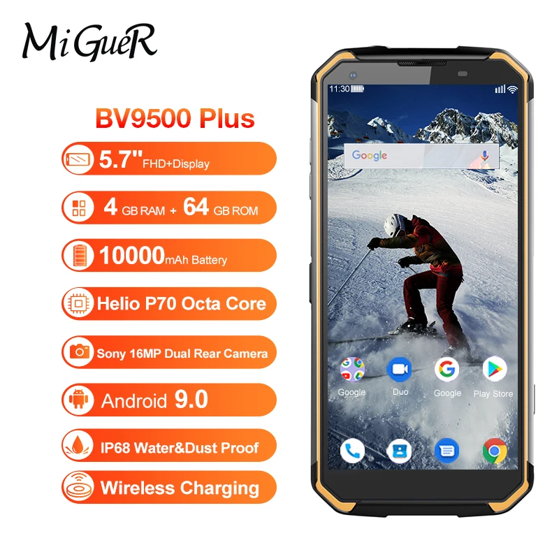 Blackview BV9500 PLUS 5," 18:9 FHD мобильный телефон IP68 водонепроницаемый 10000 мАч Android 9,0 MT6763T Восьмиядерный 4 Гб+ 64 Гб Смартфон