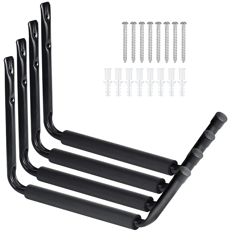 4 PCS Indoor Kayak Storage Hooks Kayak Storage Rack Utility Rack, Heavy Duty Garage Hangers Wall Mount or Dock Hanging Hooks for