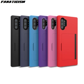 شراء 100 قطعة درع الفاخرة للصدمات PC حافظة محفظة قلابة Pu لسامسونج غالاكسي نوت 10 زائد نوت 10 A10E حافظة حامل بطاقة فتحات الغلاف