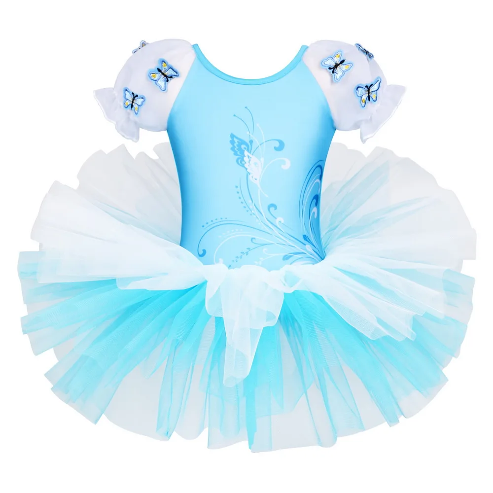 BAOHULU балетное платье для девочек с бабочками Небесно-Голубой Белый Тюль танцевальные костюмы браслет на ухо с бабочкой танцевальная одежда для девочек