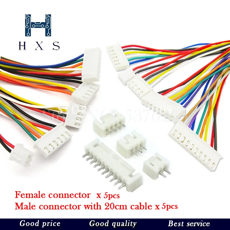 5 комплектов JST XH2.54 XH 2 54 мм коннектор для кабеля 2/3/4/5/6/7/8/9/10 Pin шаг Штекерная розетка