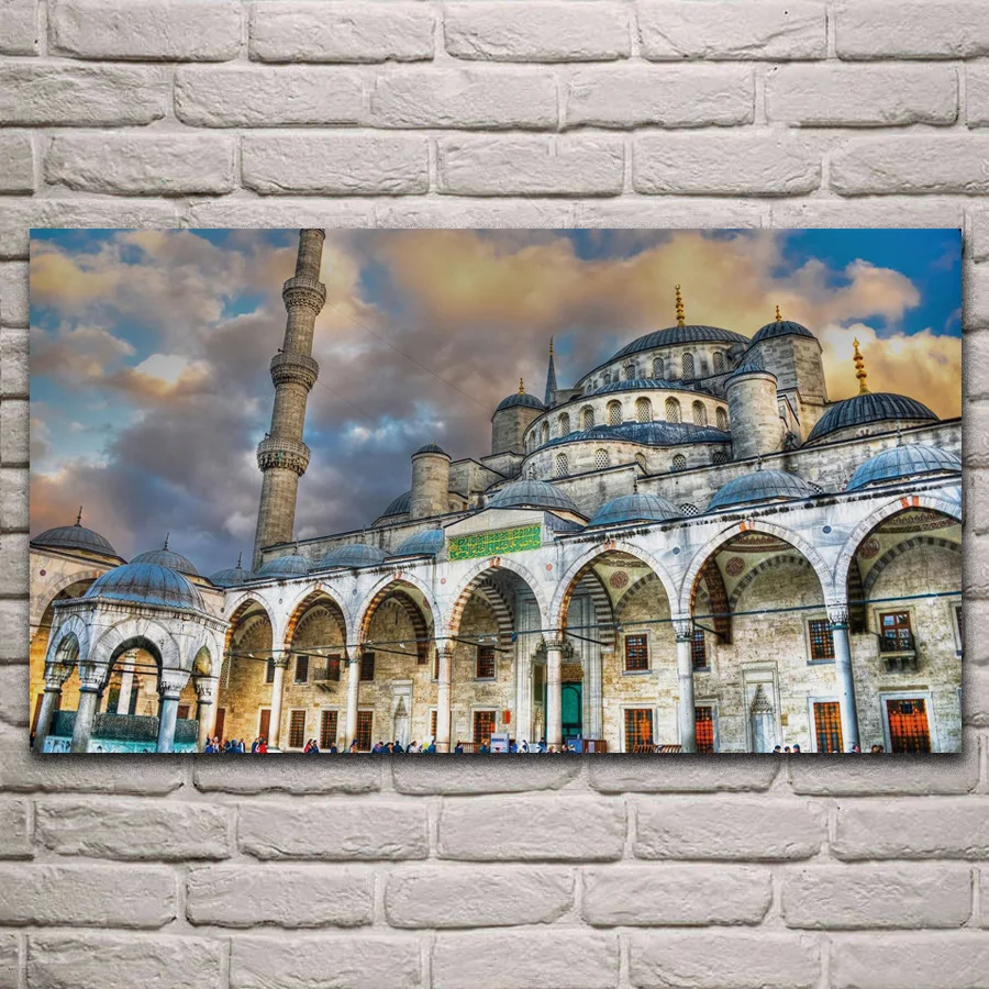 

Sultan Ahmed Mosque Istanbul Turkey Islamic architecture scenic living room decor home art decor wood frame fabric poster KJ946