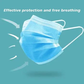

50PCS Disposable Protective Mask 3 Layers Dustproof Facial Protective Cover Masks Maldehyde Prevent bacteria Masks Dropshipping