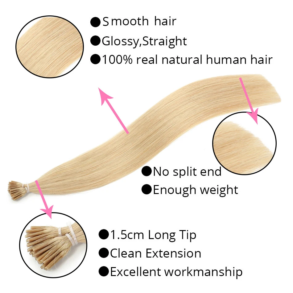 MRSHAIR Pre Bonded Hair Extensions I Tip 1g/pc 16" 20" 24" Straight Keratin Human Hair On Capsule Real Hair Extensions 50pcs