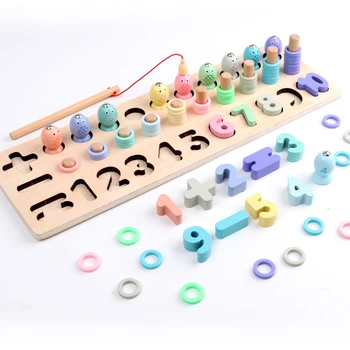 

3-In-1 Children Wooden Montessori Toy Count Arithmetic Magnetic Fishing Game kids Learning Education Logarithmic Plate Toy