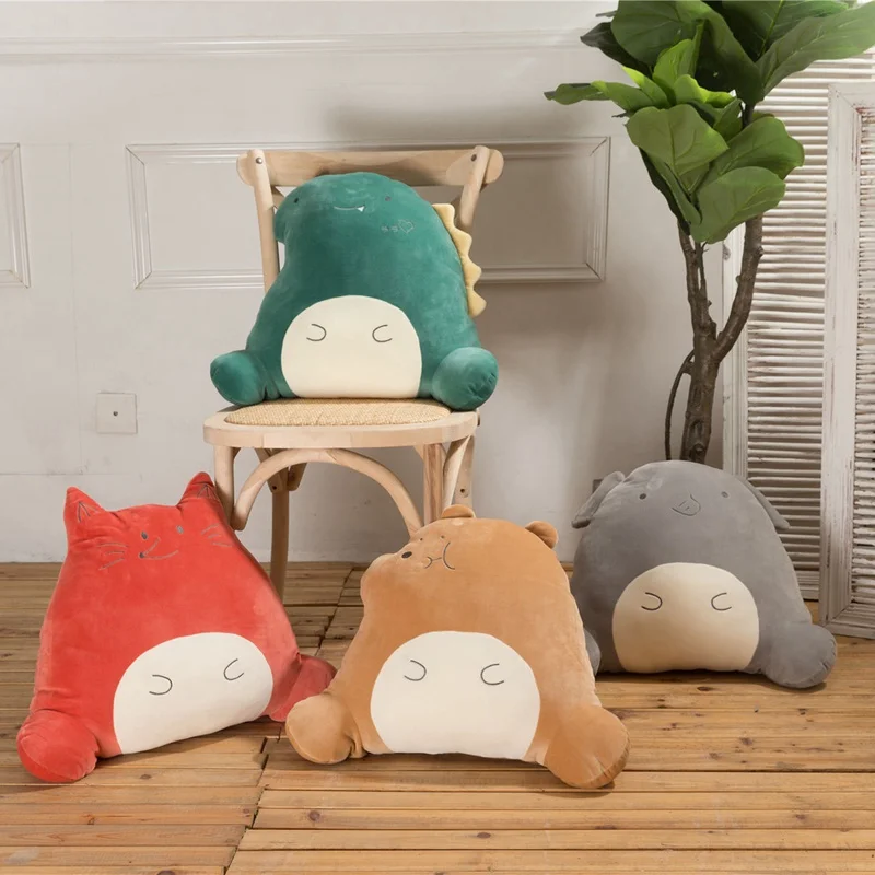 

42cm Soft Cute Fox&Dinosaur Plush Lumbar Support Pillow Toy Cartoon Animal Elephant&Bear Stuffed Doll Chair Pillow Cushion Gifts